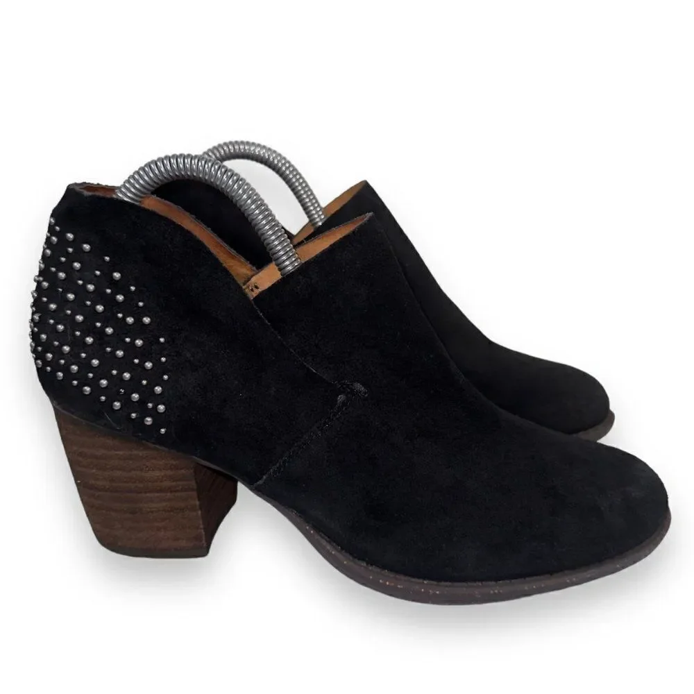 Naya Valerie Studded Suede‎ Ankle Booties Black / Silver Studs Women's 8M